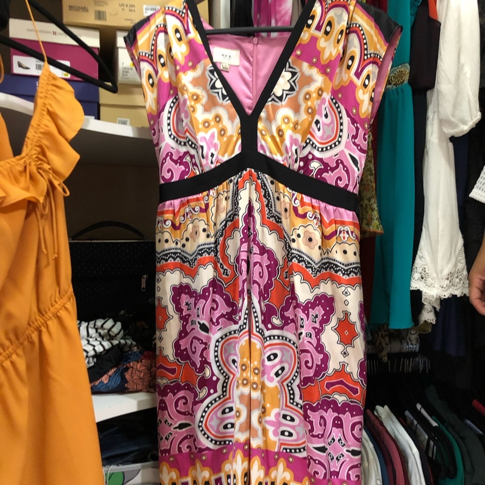 Pink, orange, yellow dress